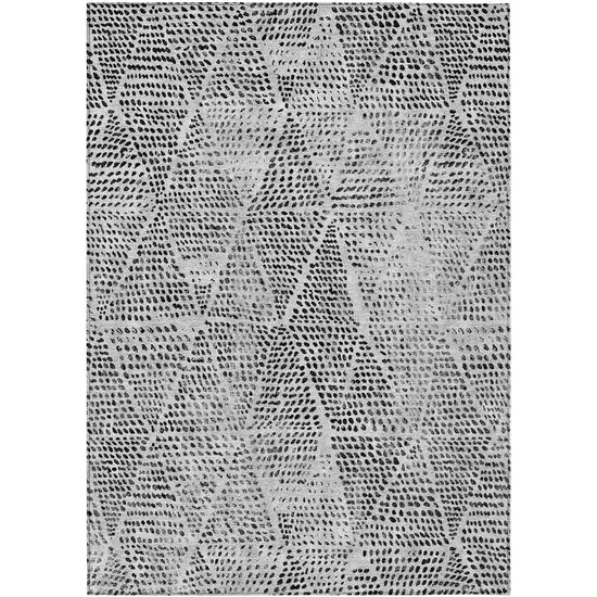 Pewter Blue Geometric Washable Non Skid Indoor Outdoor Area Rug Photo 1