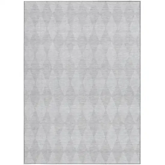 Pewter Geometric Washable Indoor Outdoor Area Rug Photo 5