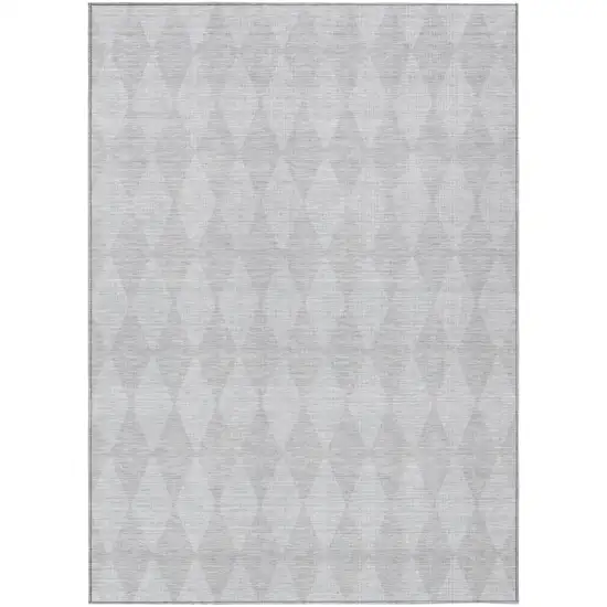 Pewter Geometric Washable Indoor Outdoor Area Rug Photo 2