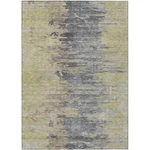 Photo of Pewter Silver And Gray Abstract Washable Indoor Outdoor Area Rug