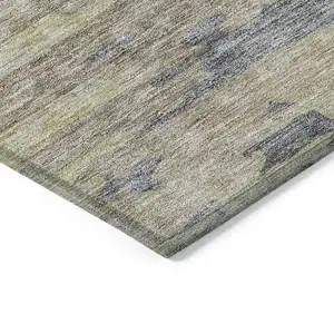 Photo of Pewter Silver And Gray Abstract Washable Indoor Outdoor Area Rug