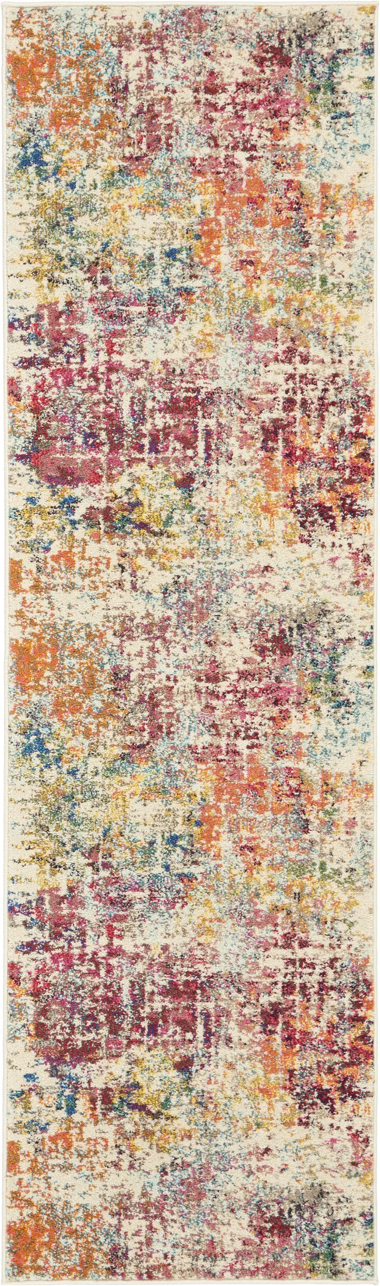 Pink Abstract Power Loom Distressed Non Skid Area Rug Photo 1