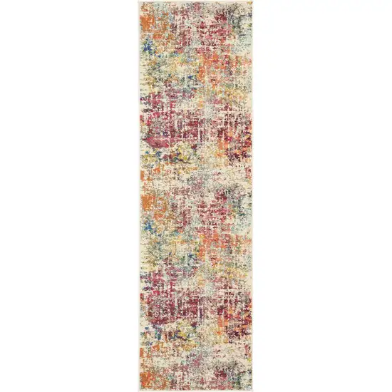 Pink Abstract Power Loom Distressed Non Skid Area Rug Photo 1