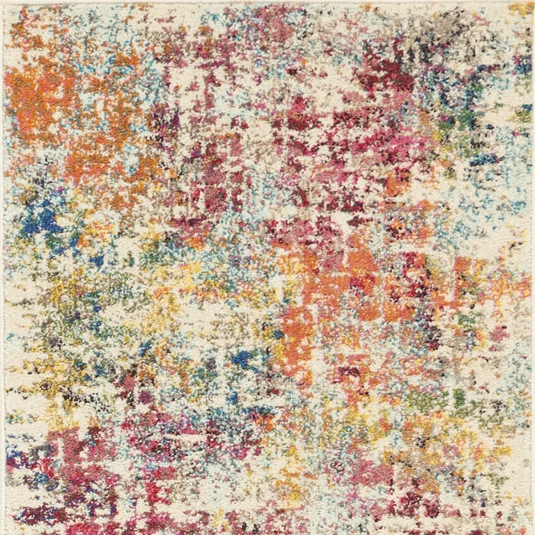 Pink Abstract Power Loom Distressed Non Skid Area Rug Photo 4