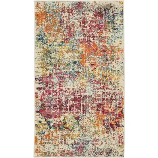 Pink Abstract Power Loom Distressed Non Skid Area Rug Photo 1