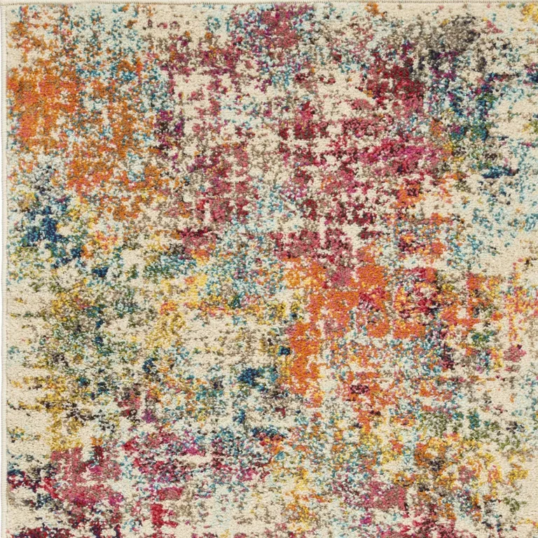 Pink Abstract Power Loom Distressed Non Skid Area Rug Photo 4