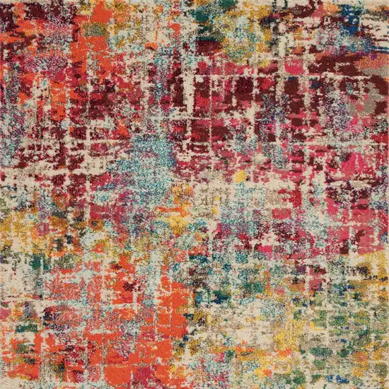 Pink Abstract Power Loom Distressed Non Skid Area Rug Photo 4