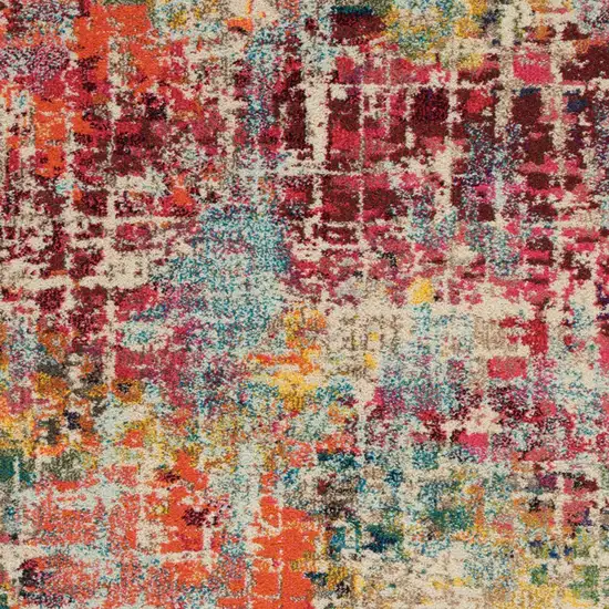 Pink Abstract Power Loom Distressed Non Skid Area Rug Photo 3