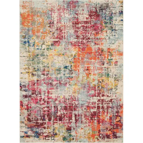 Pink Abstract Power Loom Distressed Non Skid Area Rug Photo 1