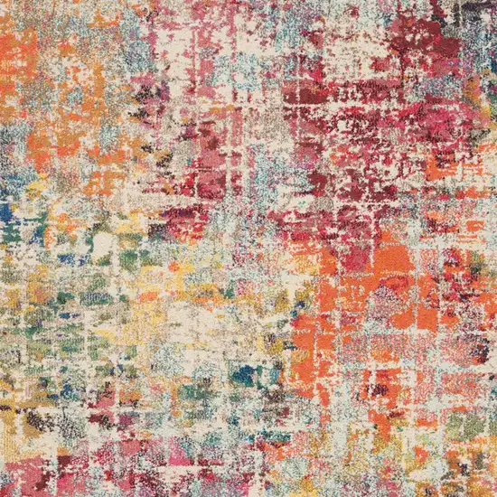 Pink Abstract Power Loom Distressed Non Skid Area Rug Photo 3