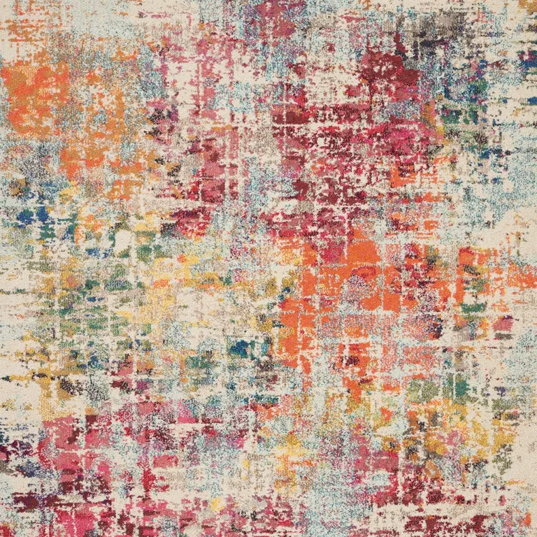 Pink Abstract Power Loom Distressed Non Skid Area Rug Photo 4