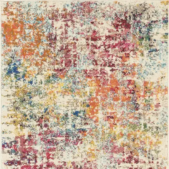 Pink Abstract Power Loom Distressed Non Skid Runner Rug Photo 4