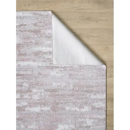 10' Pink and Off White Abstract Washable Non Skid Runner Area Rug Photo 7