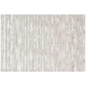 Photo of Pink Abstract Washable Non Skid Area Rug With Fringe