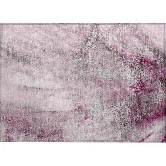 Pink Abstract Washable Non Skid Indoor Outdoor Area Rug Photo 2