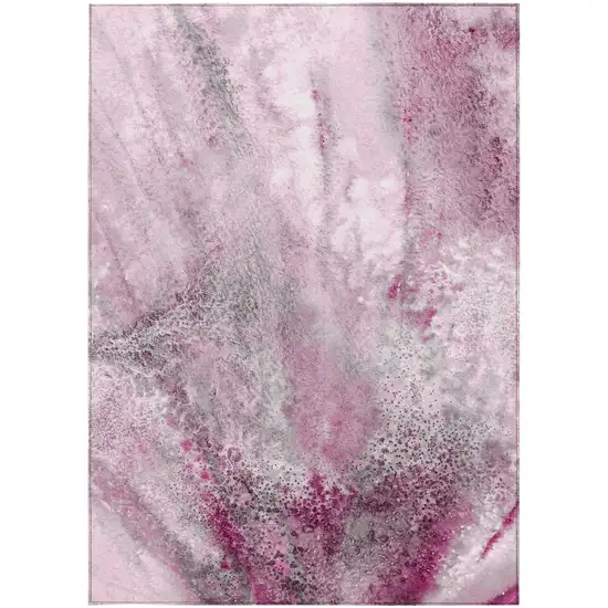 Pink Abstract Washable Non Skid Indoor Outdoor Area Rug Photo 4