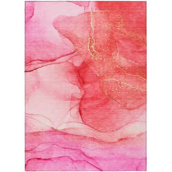 Pink Abstract Washable Non Skid Indoor Outdoor Area Rug Photo 2