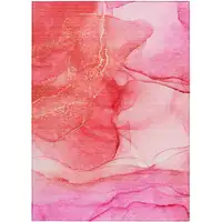 Photo of Pink Abstract Washable Non Skid Indoor Outdoor Area Rug