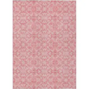 Photo of Pink And Blush Medallion Washable Indoor Outdoor Area Rug