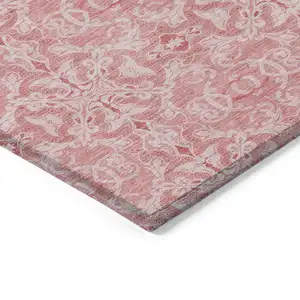 Photo of Pink And Blush Medallion Washable Indoor Outdoor Area Rug