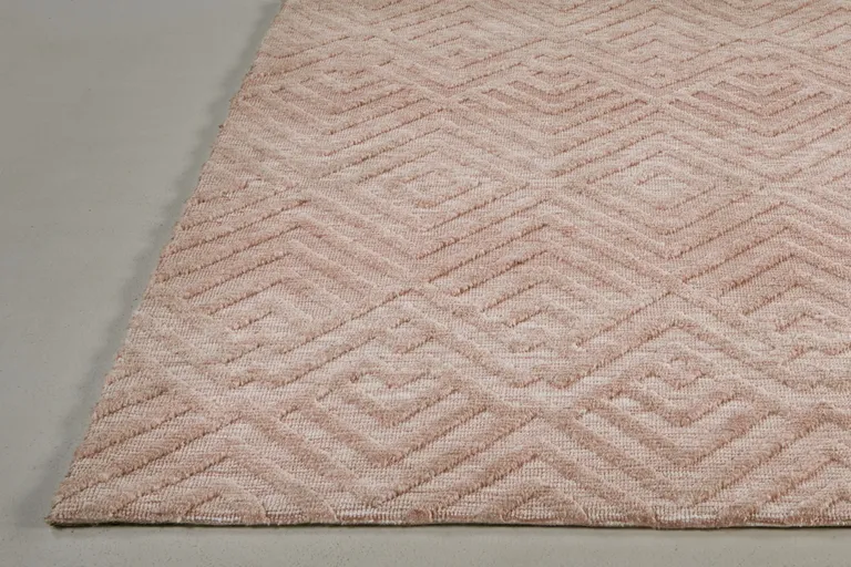 Pink And Ivory Geometric Stain Resistant Area Rug Photo 5