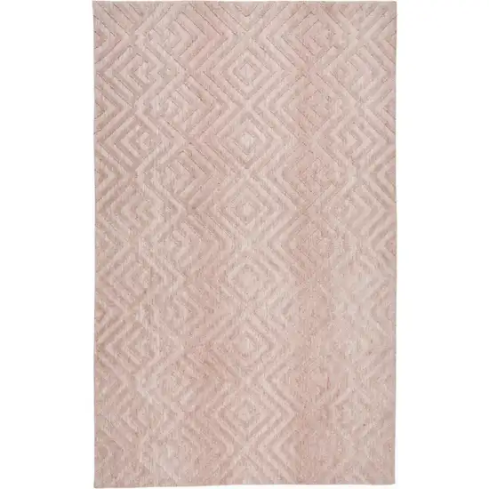 Pink And Ivory Geometric Stain Resistant Area Rug Photo 1