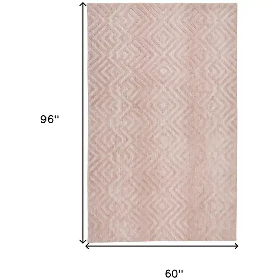 Pink And Ivory Geometric Stain Resistant Area Rug Photo 10