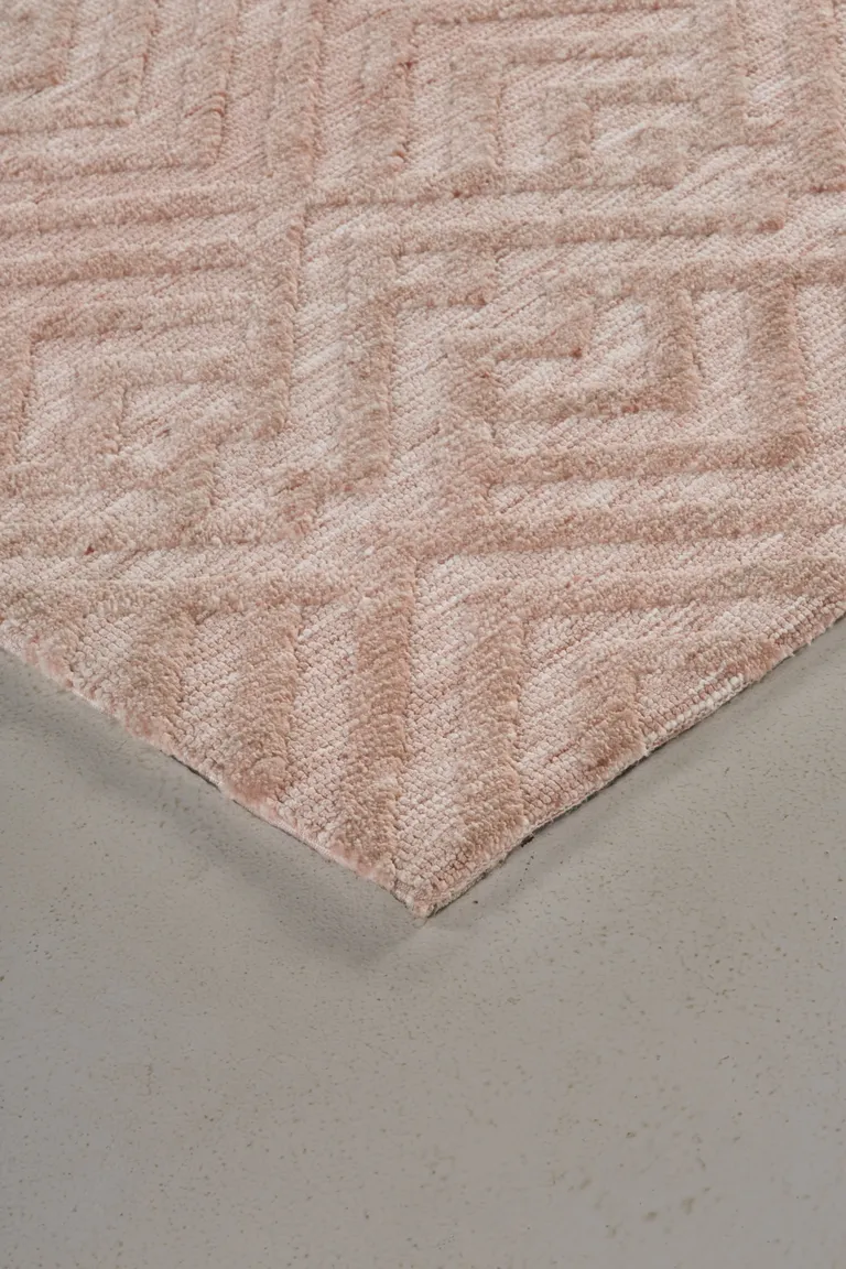 Pink And Ivory Geometric Stain Resistant Area Rug Photo 3