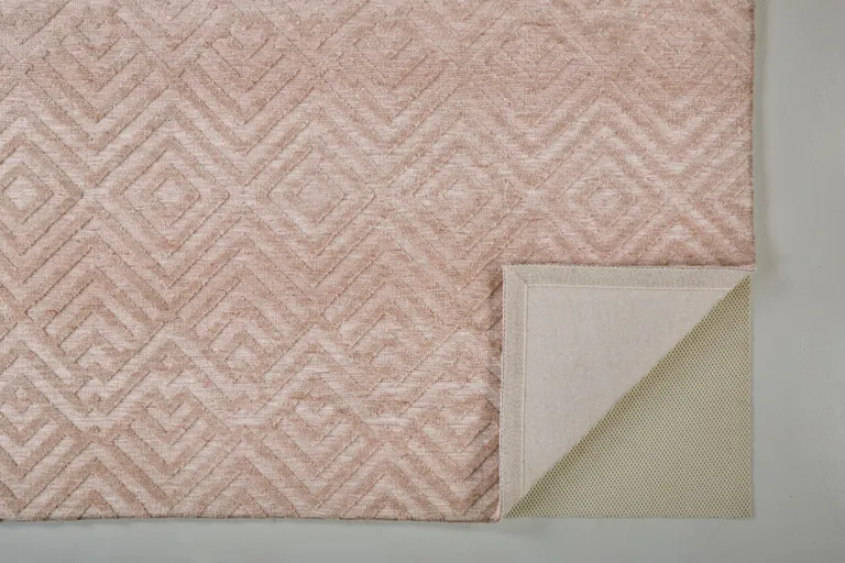 Pink And Ivory Geometric Stain Resistant Area Rug Photo 4