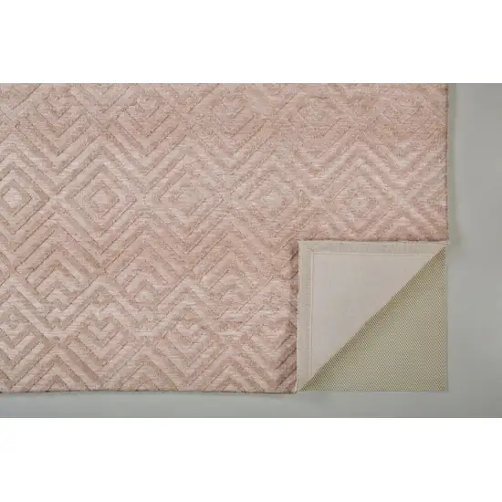 Pink And Ivory Geometric Stain Resistant Area Rug Photo 4