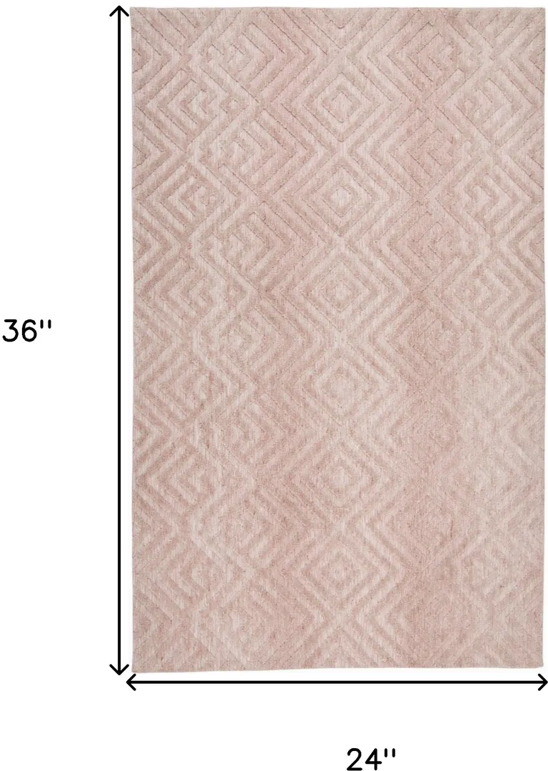 Pink And Ivory Geometric Stain Resistant Area Rug Photo 4