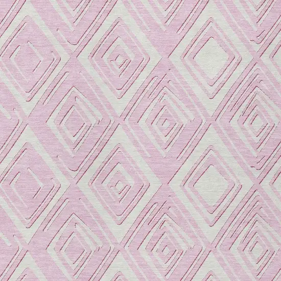 Pink And Ivory Geometric Washable Indoor Outdoor Area Rug Photo 6