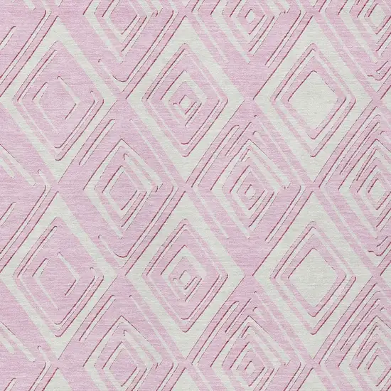 Pink And Ivory Geometric Washable Indoor Outdoor Area Rug Photo 6