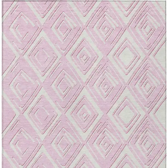 Pink And Ivory Geometric Washable Indoor Outdoor Area Rug Photo 8