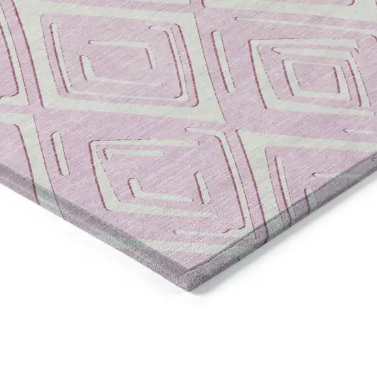 Pink And Ivory Geometric Washable Indoor Outdoor Area Rug Photo 5