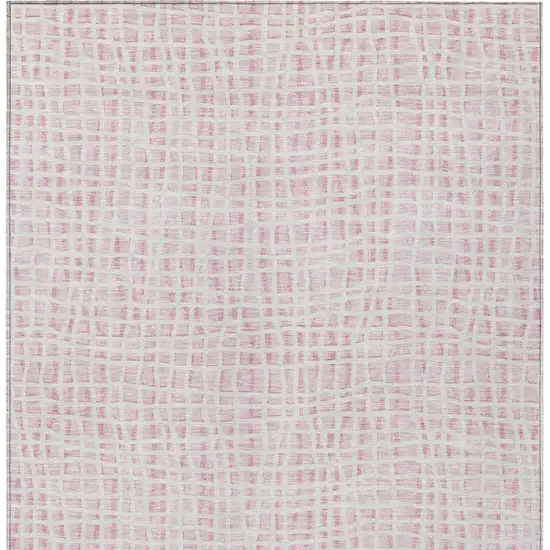 Pink And Ivory Striped Washable Indoor Outdoor Area Rug Photo 4