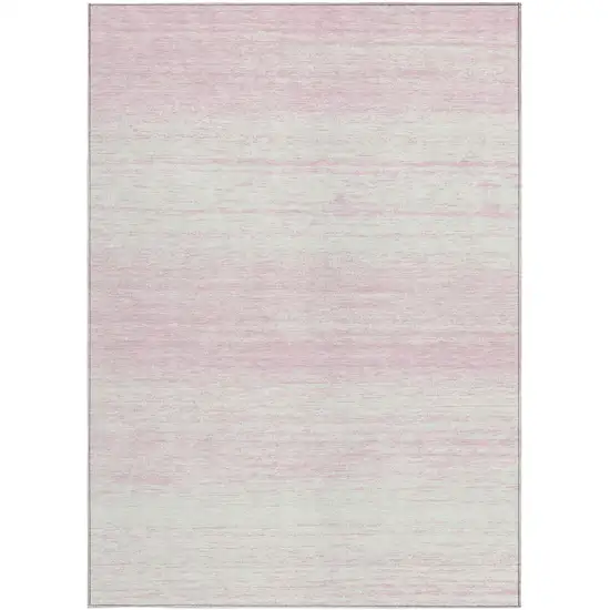 Pink And Ivory Striped Washable Indoor Outdoor Area Rug Photo 6