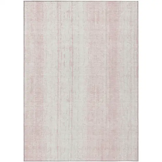 Pink And Ivory Striped Washable Indoor Outdoor Area Rug Photo 2