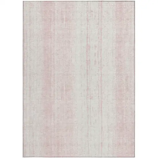 Pink And Ivory Striped Washable Indoor Outdoor Area Rug Photo 6