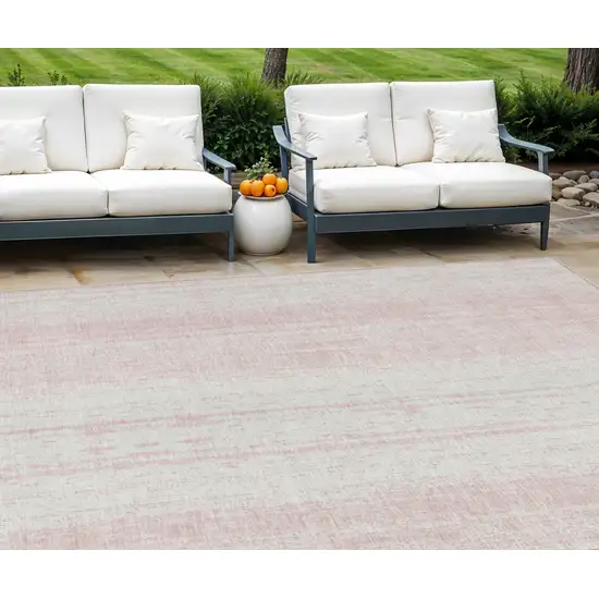 Pink And Ivory Striped Washable Indoor Outdoor Area Rug Photo 1