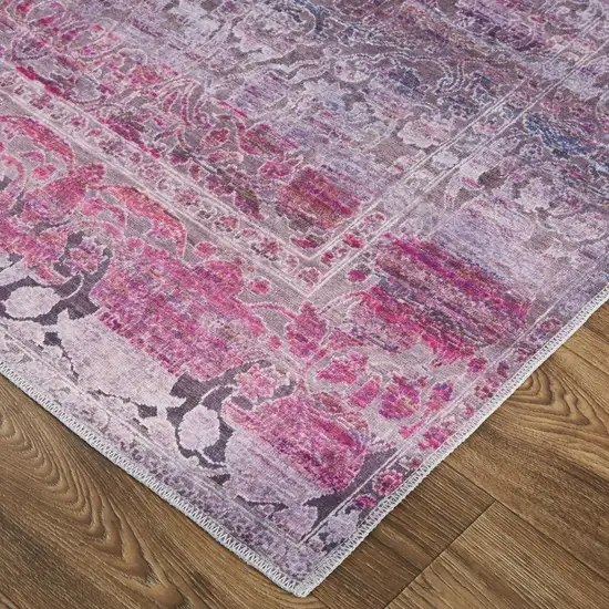 Pink And Purple Floral Power Loom Area Rug Photo 3