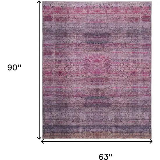 Pink And Purple Floral Power Loom Area Rug Photo 10