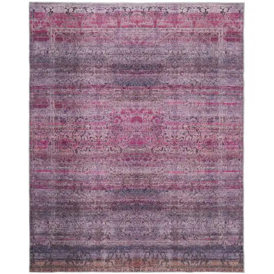 Pink And Purple Floral Power Loom Area Rug Photo 1