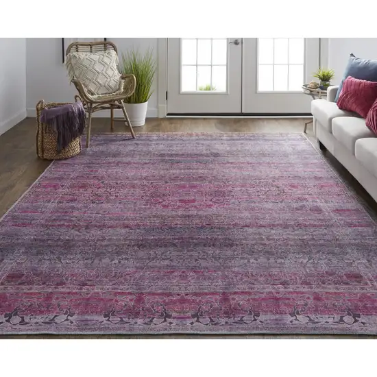 Pink And Purple Floral Power Loom Area Rug Photo 6