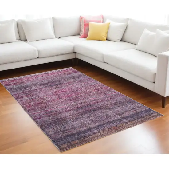 Pink And Purple Floral Power Loom Area Rug Photo 1