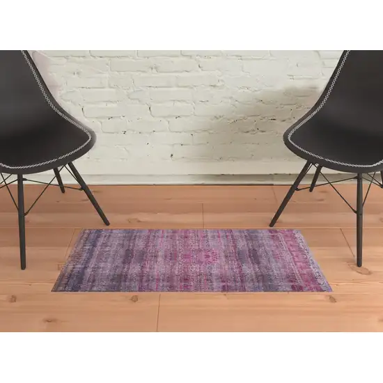 Pink And Purple Floral Power Loom Area Rug Photo 2