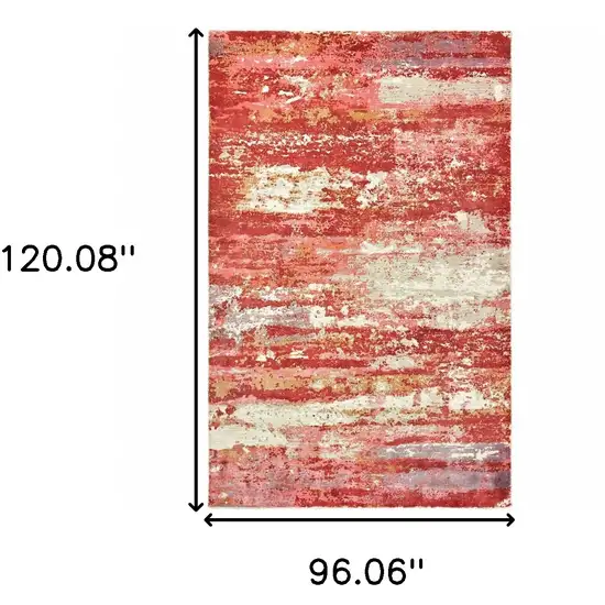 Pink And Red Abstract Hand Loomed Stain Resistant Area Rug Photo 7