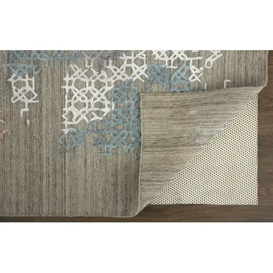 Pink Blue And Taupe Abstract Hand Woven Distressed Area Rug Photo 3