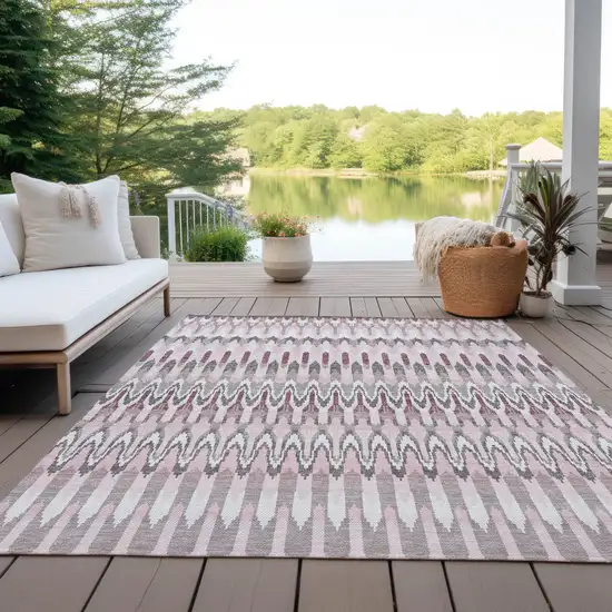 Pink Blush And Gray Southwestern Washable Indoor Outdoor Area Rug Photo 6