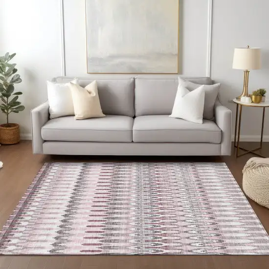 Pink Blush And Gray Southwestern Washable Indoor Outdoor Area Rug Photo 8